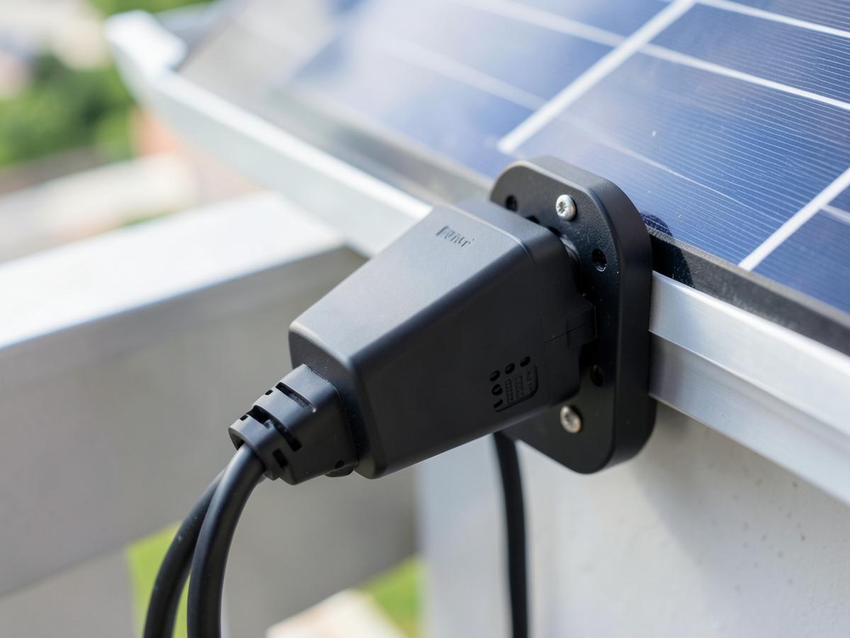 Mikro-Wechselrichter hinter einem Balkon-Solarmodul